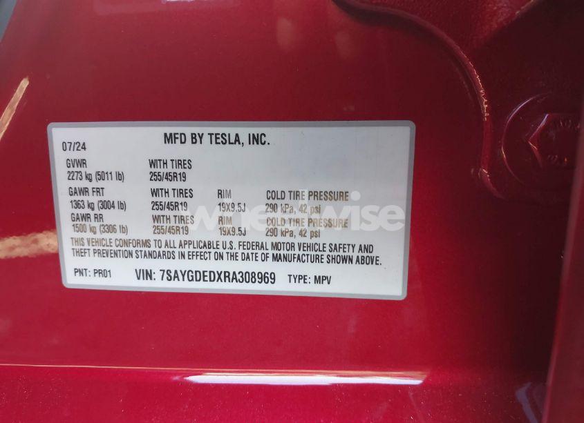 Photo 9 of 2024 Tesla Model Y LONG RANGE DUAL MOTOR ALL-WHEEL DRIVE/RWD (VIN 7SAYGDEDXRA308969)