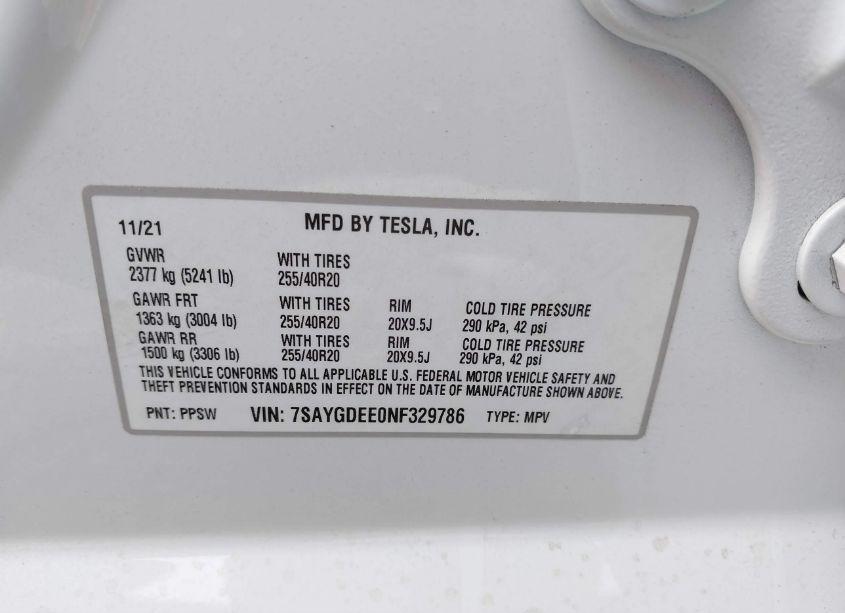 Photo 9 of 2022 Tesla Model Y LONG RANGE DUAL MOTOR ALL-WHEEL DRIVE (VIN 7SAYGDEE0NF329786)