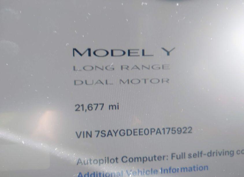 Photo 15 of 2023 Tesla Model Y AWD/LONG RANGE DUAL MOTOR ALL-WHEEL DRIVE (VIN 7SAYGDEE0PA175922)