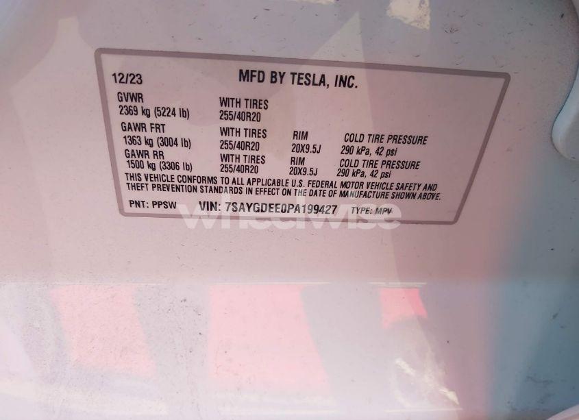 Photo 9 of 2023 Tesla Model Y AWD/LONG RANGE DUAL MOTOR ALL-WHEEL DRIVE (VIN 7SAYGDEE0PA199427)