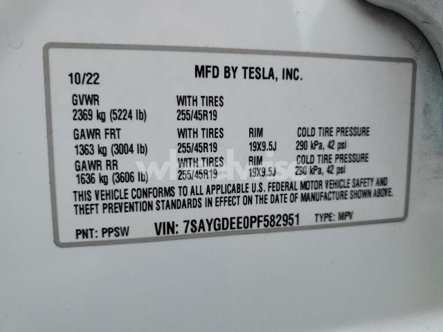 Photo 5 of 2023 TESLA MODEL Y (VIN 7SAYGDEE0PF582951)