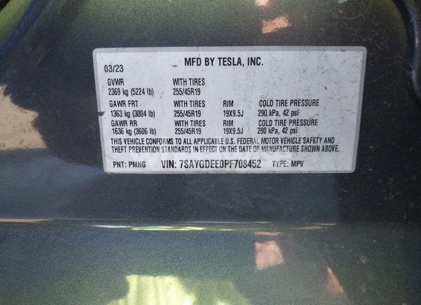 Photo 9 of 2023 Tesla Model Y AWD/LONG RANGE DUAL MOTOR ALL-WHEEL DRIVE (VIN 7SAYGDEE0PF708452)