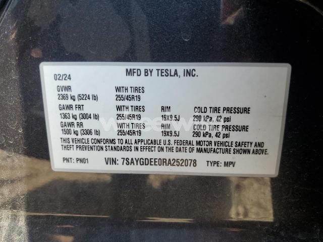 Photo 9 of 2024 TESLA MODEL Y (VIN 7SAYGDEE0RA252078)