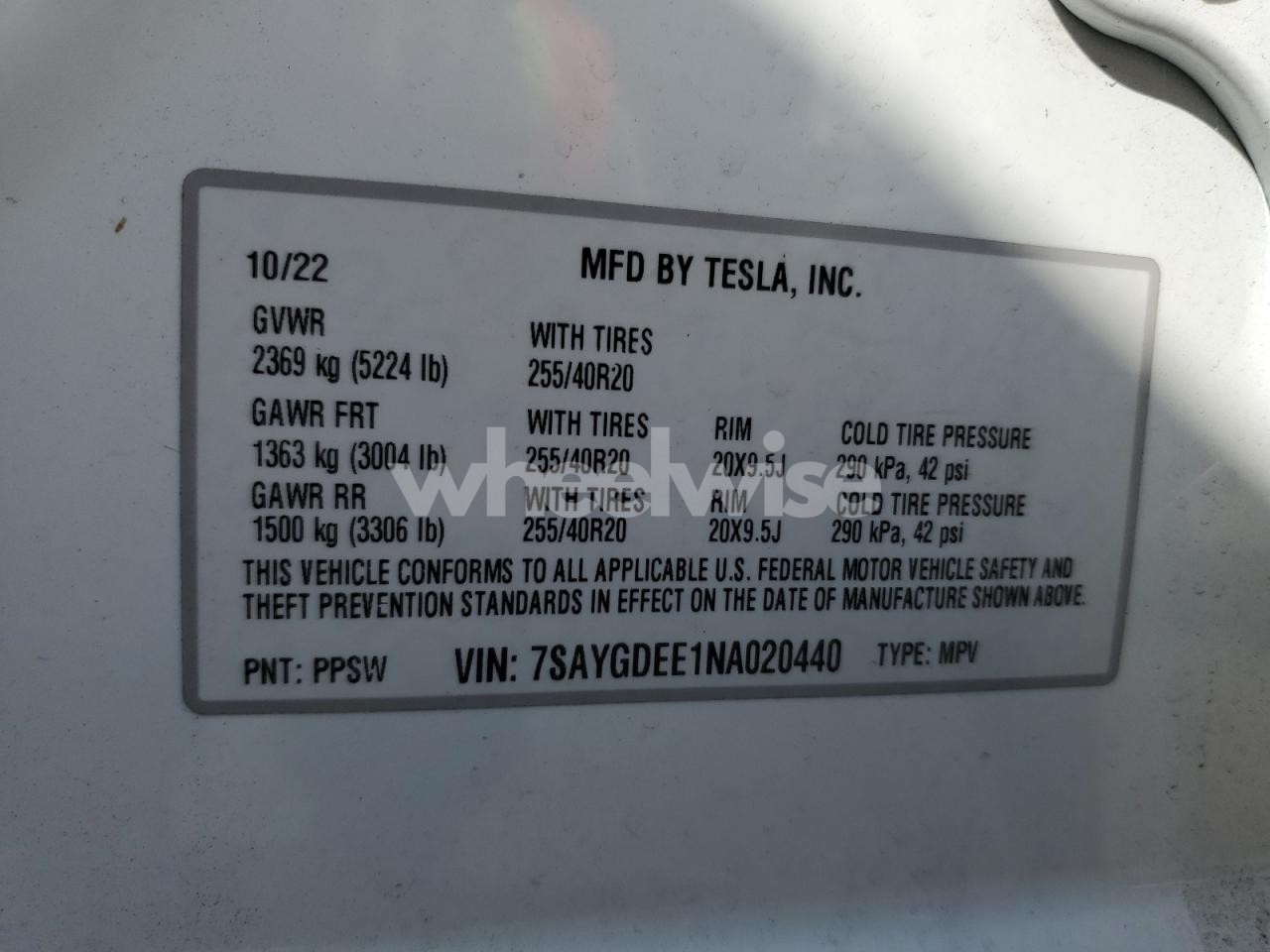 Photo 13 of 2022 TESLA MODEL Y (VIN 7SAYGDEE1NA020440)