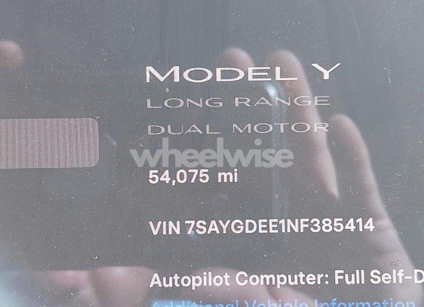Photo 15 of 2022 Tesla Model Y LONG RANGE DUAL MOTOR ALL-WHEEL DRIVE (VIN 7SAYGDEE1NF385414)