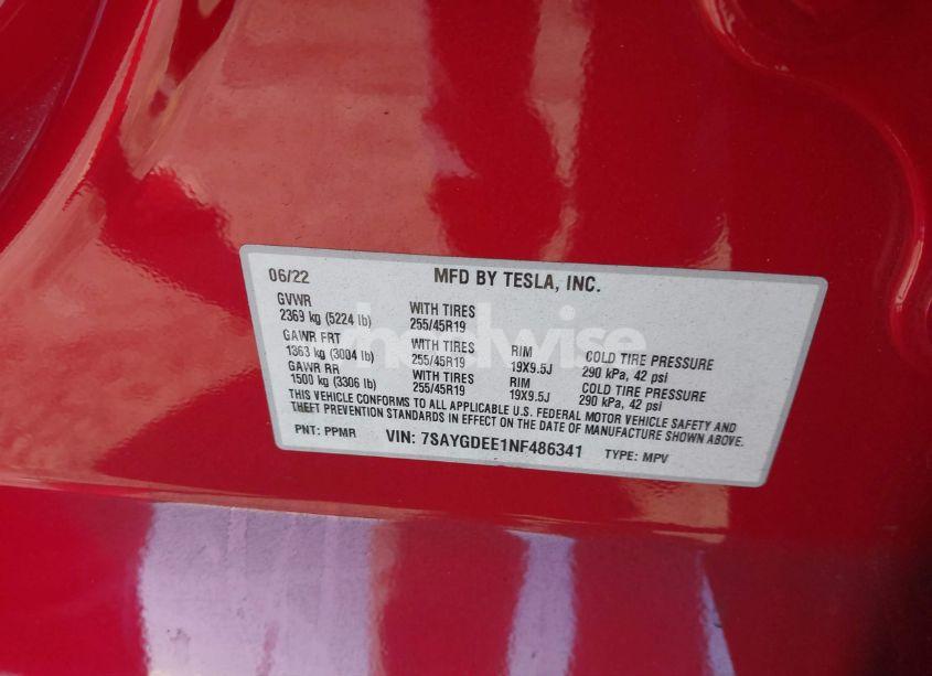 Photo 9 of 2022 Tesla Model Y LONG RANGE DUAL MOTOR ALL-WHEEL DRIVE (VIN 7SAYGDEE1NF486341)