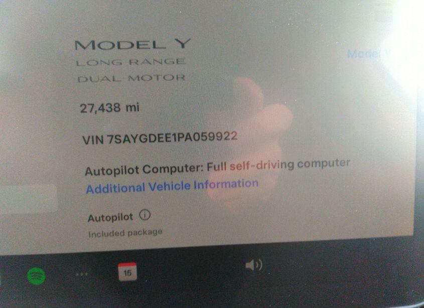 Photo 15 of 2023 Tesla Model Y AWD/LONG RANGE DUAL MOTOR ALL-WHEEL DRIVE (VIN 7SAYGDEE1PA059922)