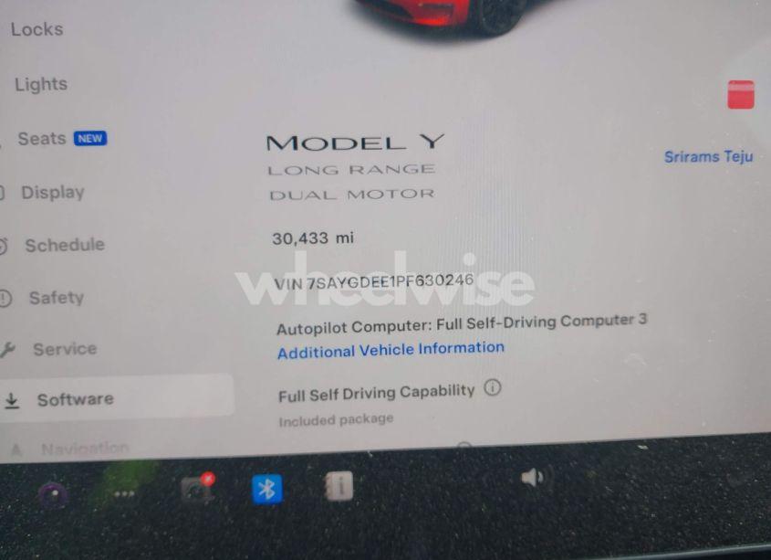 Photo 7 of 2023 Tesla Model Y AWD/LONG RANGE DUAL MOTOR ALL-WHEEL DRIVE (VIN 7SAYGDEE1PF630246)