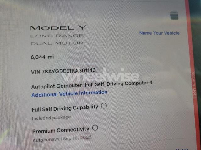 Photo 6 of 2024 TESLA MODEL Y (VIN 7SAYGDEE1RA301143)