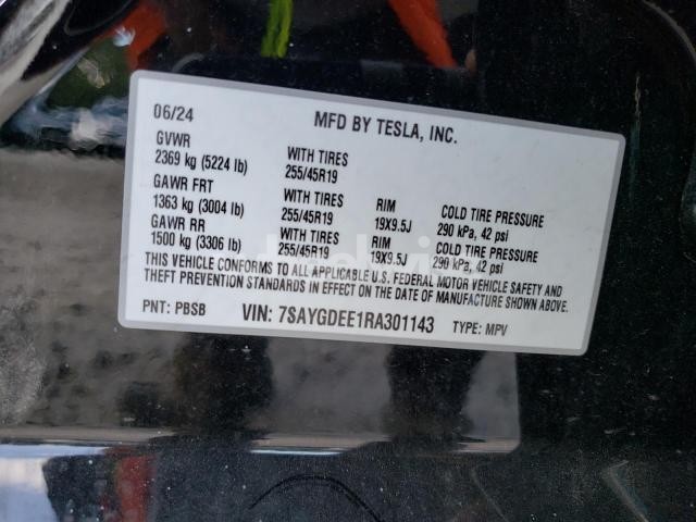 Photo 7 of 2024 TESLA MODEL Y (VIN 7SAYGDEE1RA301143)