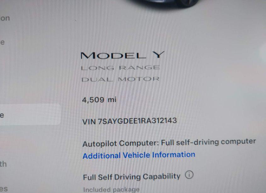 Photo 7 of 2024 Tesla Model Y LONG RANGE DUAL MOTOR ALL-WHEEL DRIVE (VIN 7SAYGDEE1RA312143)