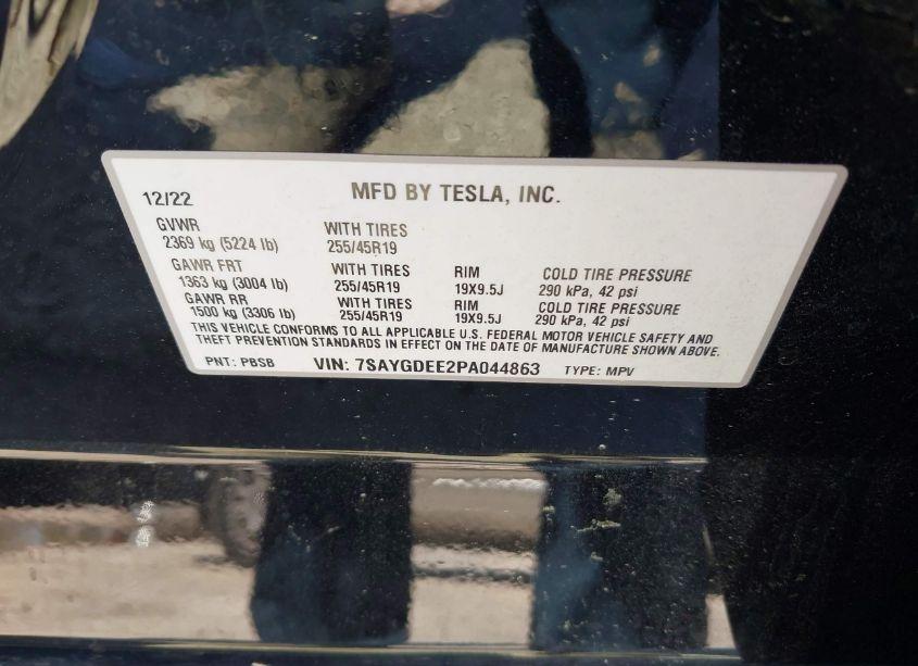 Photo 9 of 2023 Tesla Model Y AWD/LONG RANGE DUAL MOTOR ALL-WHEEL DRIVE (VIN 7SAYGDEE2PA044863)