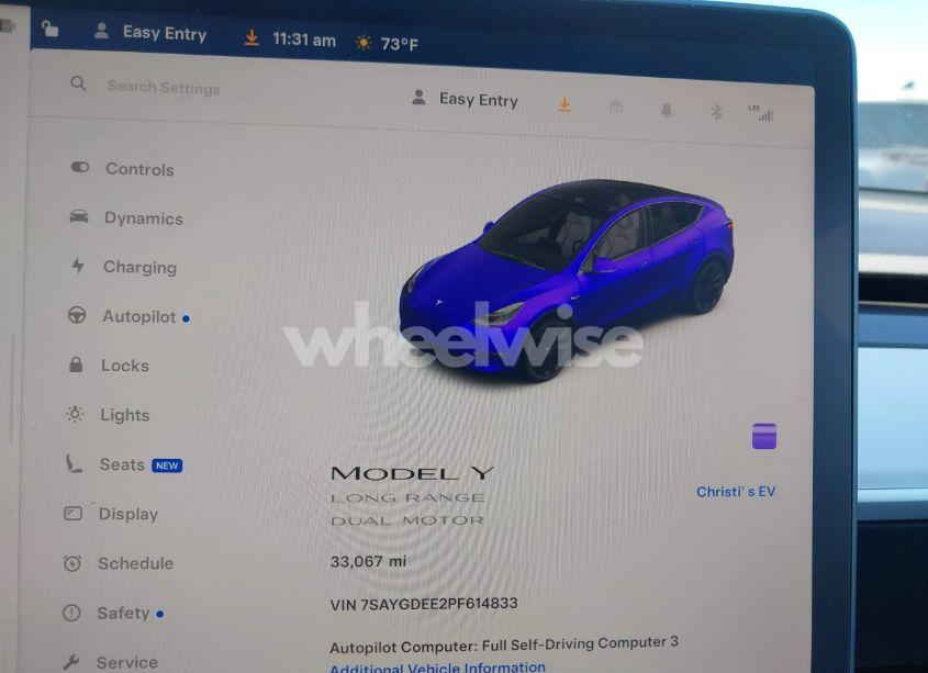 Photo 7 of 2023 Tesla Model Y AWD/LONG RANGE DUAL MOTOR ALL-WHEEL DRIVE (VIN 7SAYGDEE2PF614833)