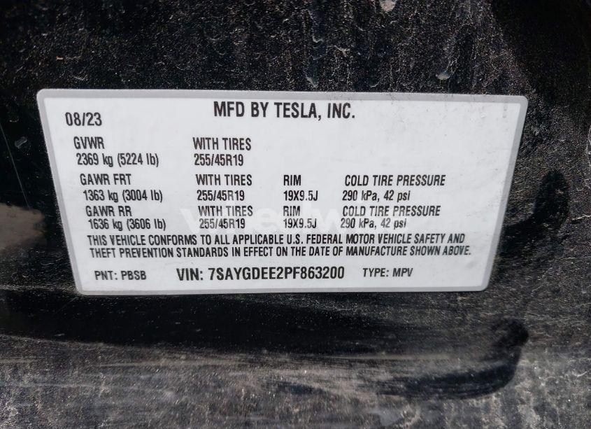 Photo 9 of 2023 Tesla Model Y AWD/LONG RANGE DUAL MOTOR ALL-WHEEL DRIVE (VIN 7SAYGDEE2PF863200)
