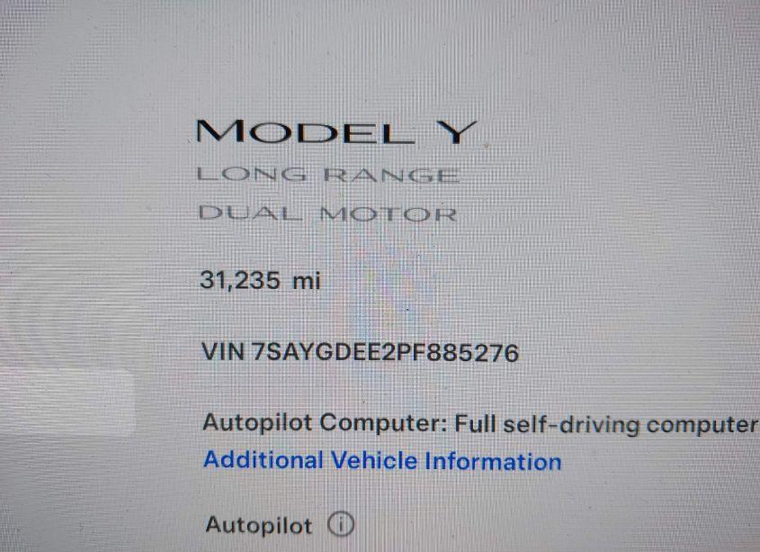 Photo 16 of 2023 Tesla Model Y AWD/LONG RANGE DUAL MOTOR ALL-WHEEL DRIVE (VIN 7SAYGDEE2PF885276)