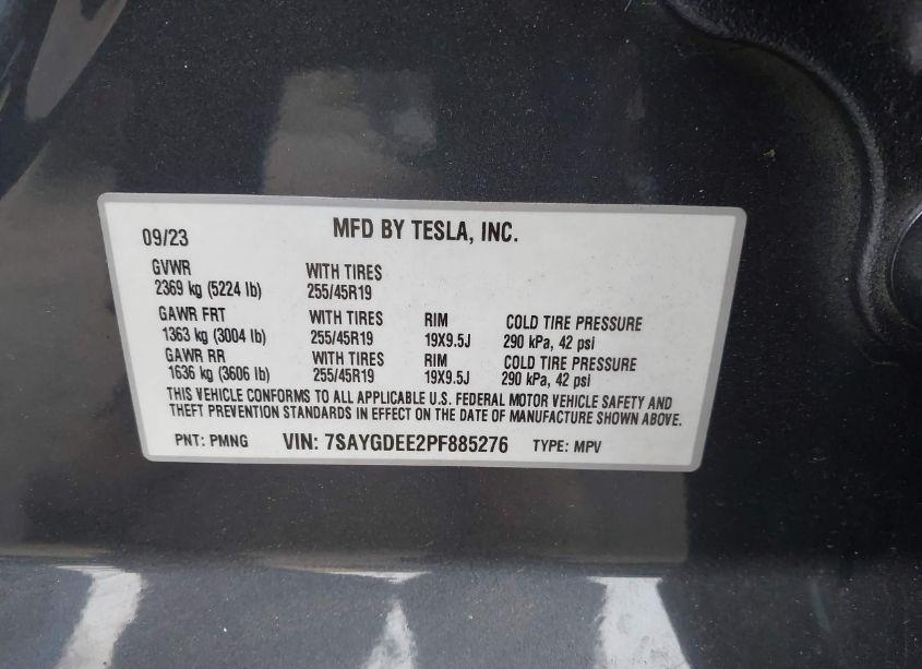 Photo 9 of 2023 Tesla Model Y AWD/LONG RANGE DUAL MOTOR ALL-WHEEL DRIVE (VIN 7SAYGDEE2PF885276)