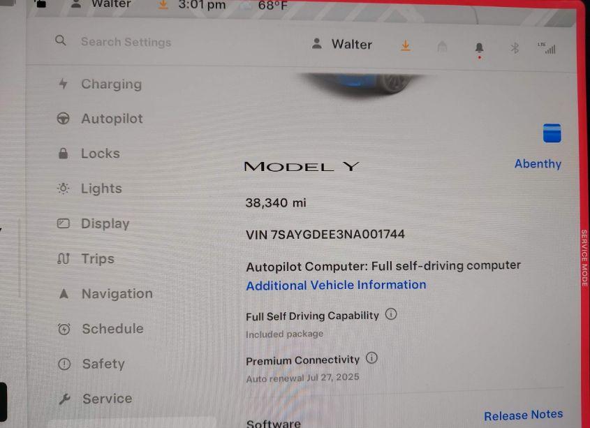 Photo 7 of 2022 Tesla Model Y LONG RANGE DUAL MOTOR ALL-WHEEL DRIVE (VIN 7SAYGDEE3NA001744)