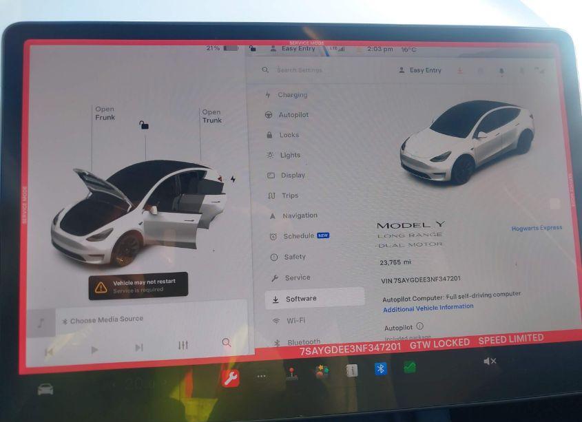 Photo 19 of 2022 Tesla Model Y LONG RANGE DUAL MOTOR ALL-WHEEL DRIVE (VIN 7SAYGDEE3NF347201)