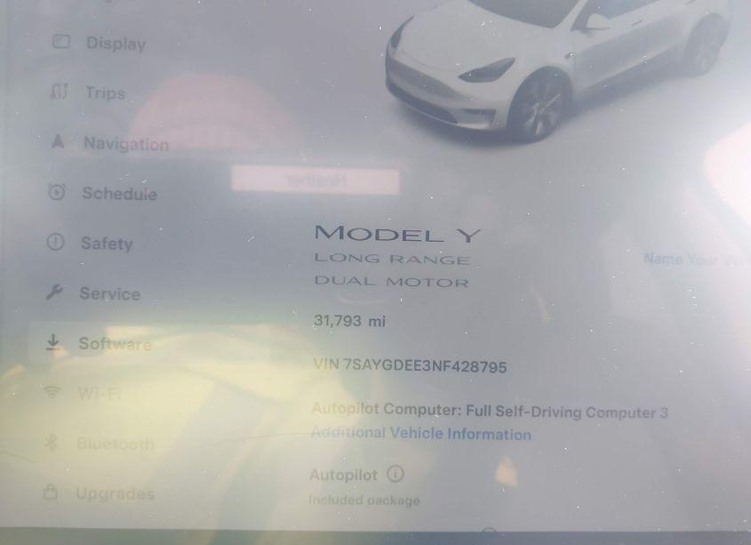 Photo 7 of 2022 Tesla Model Y LONG RANGE DUAL MOTOR ALL-WHEEL DRIVE (VIN 7SAYGDEE3NF428795)