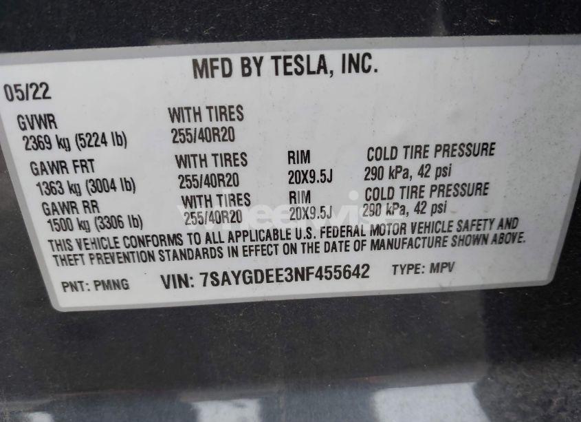 Photo 9 of 2022 Tesla Model Y LONG RANGE DUAL MOTOR ALL-WHEEL DRIVE (VIN 7SAYGDEE3NF455642)