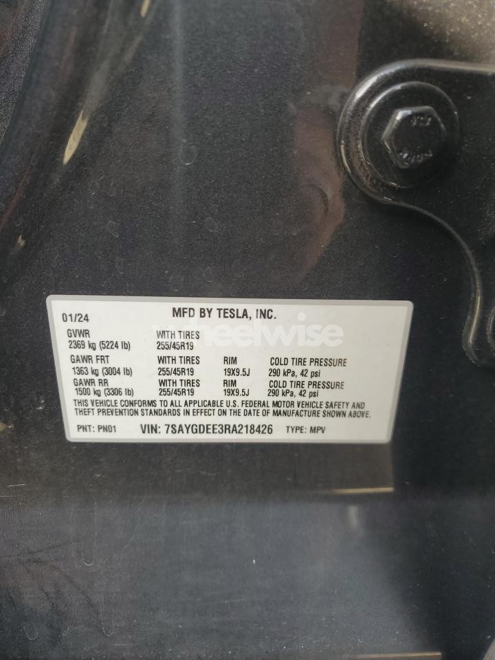 Photo 13 of 2024 TESLA MODEL Y (VIN 7SAYGDEE3RA218426)
