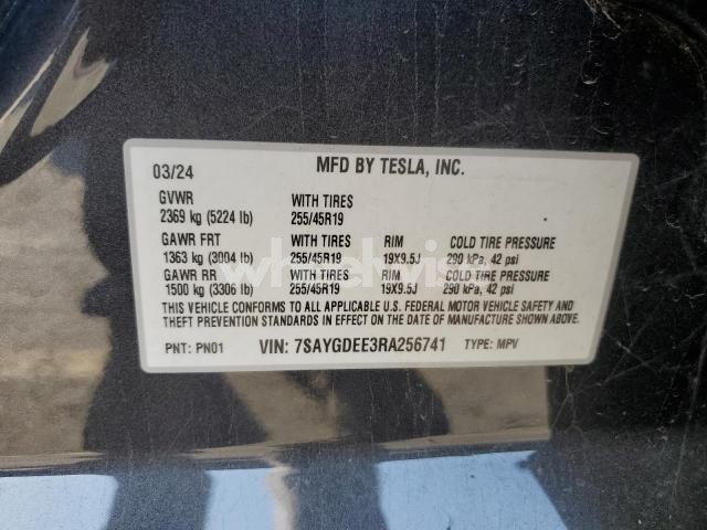Photo 8 of 2024 TESLA MODEL Y (VIN 7SAYGDEE3RA256741)