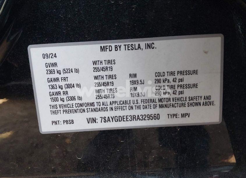 Photo 9 of 2024 Tesla Model Y LONG RANGE DUAL MOTOR ALL-WHEEL DRIVE (VIN 7SAYGDEE3RA329560)