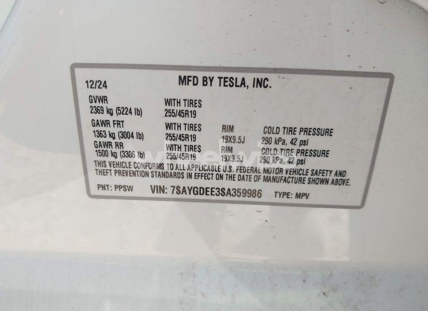 Photo 9 of 2025 Tesla Model Y LONG RANGE DUAL MOTOR ALL-WHEEL DRIVE (VIN 7SAYGDEE3SA359986)