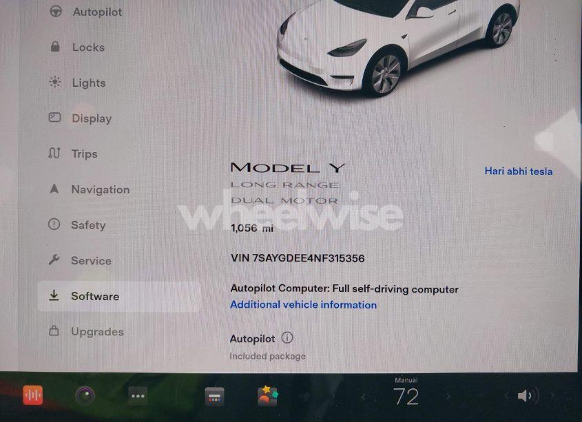 Photo 15 of 2022 Tesla Model Y LONG RANGE DUAL MOTOR ALL-WHEEL DRIVE (VIN 7SAYGDEE4NF315356)