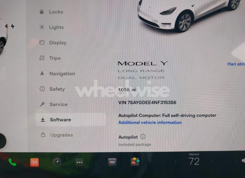Photo 7 of 2022 Tesla Model Y LONG RANGE DUAL MOTOR ALL-WHEEL DRIVE (VIN 7SAYGDEE4NF315356)