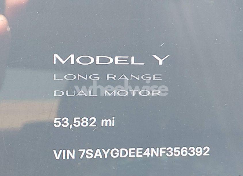 Photo 15 of 2022 Tesla Model Y LONG RANGE DUAL MOTOR ALL-WHEEL DRIVE (VIN 7SAYGDEE4NF356392)