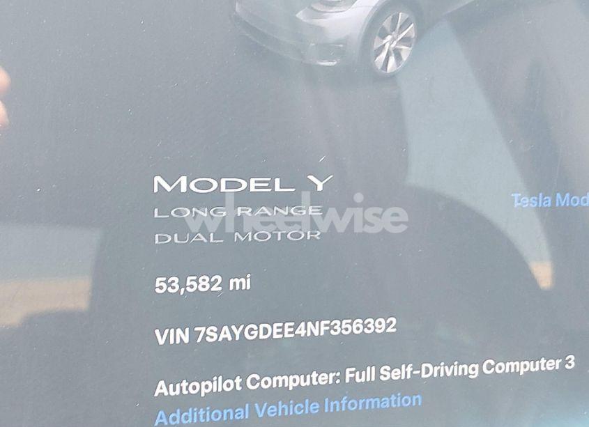Photo 7 of 2022 Tesla Model Y LONG RANGE DUAL MOTOR ALL-WHEEL DRIVE (VIN 7SAYGDEE4NF356392)