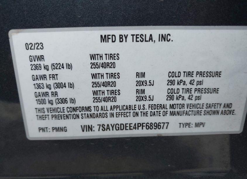 Photo 9 of 2023 Tesla Model Y AWD/LONG RANGE DUAL MOTOR ALL-WHEEL DRIVE (VIN 7SAYGDEE4PF689677)