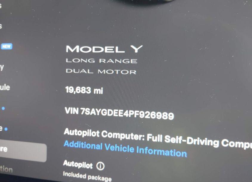 Photo 15 of 2023 Tesla Model Y AWD/LONG RANGE DUAL MOTOR ALL-WHEEL DRIVE (VIN 7SAYGDEE4PF926989)