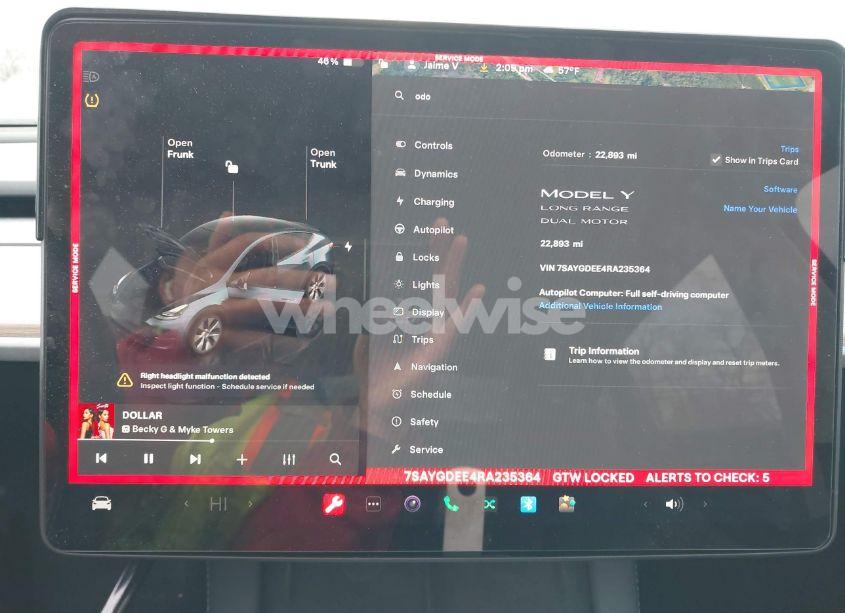 Photo 7 of 2024 Tesla Model Y LONG RANGE DUAL MOTOR ALL-WHEEL DRIVE (VIN 7SAYGDEE4RA235364)