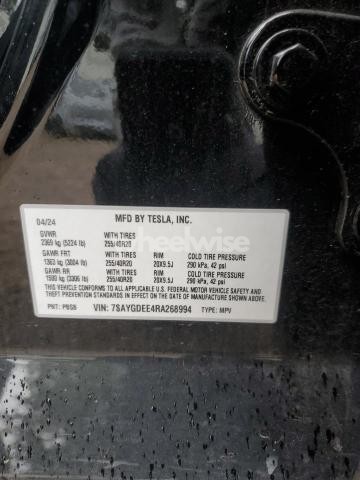 Photo 5 of 2024 TESLA MODEL Y (VIN 7SAYGDEE4RA268994)