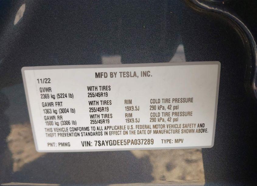 Photo 9 of 2023 Tesla Model Y (VIN 7SAYGDEE5PA037289)