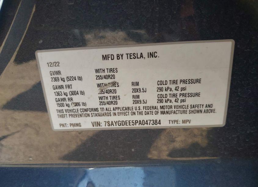 Photo 9 of 2023 Tesla Model Y AWD/LONG RANGE DUAL MOTOR ALL-WHEEL DRIVE (VIN 7SAYGDEE5PA047384)