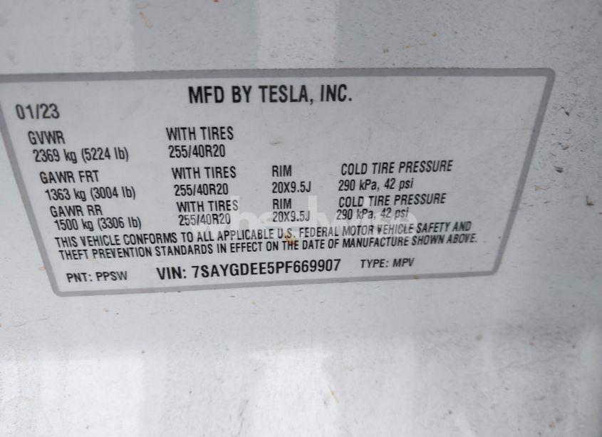 Photo 9 of 2023 Tesla Model Y AWD/LONG RANGE DUAL MOTOR ALL-WHEEL DRIVE (VIN 7SAYGDEE5PF669907)