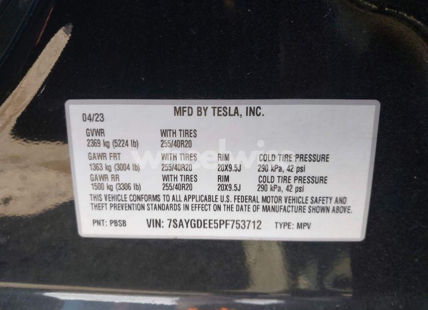 Photo 9 of 2023 Tesla Model Y AWD/LONG RANGE DUAL MOTOR ALL-WHEEL DRIVE (VIN 7SAYGDEE5PF753712)