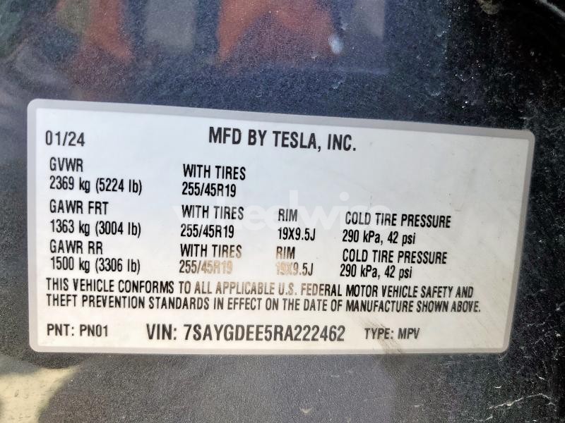 Photo 8 of 2024 TESLA MODEL Y (VIN 7SAYGDEE5RA222462)