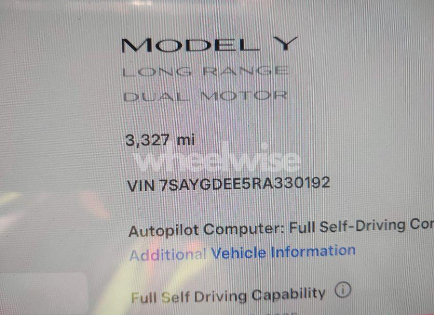 Photo 9 of 2024 Tesla Model Y LONG RANGE DUAL MOTOR ALL-WHEEL DRIVE (VIN 7SAYGDEE5RA330192)