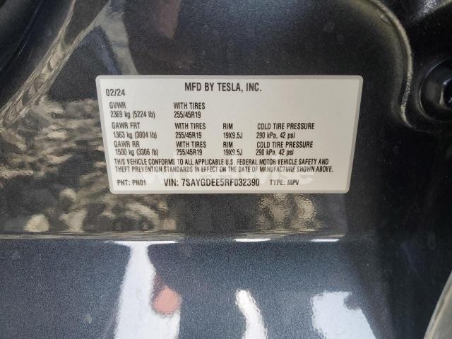 Photo 12 of 2024 TESLA MODEL Y (VIN 7SAYGDEE5RF032390)