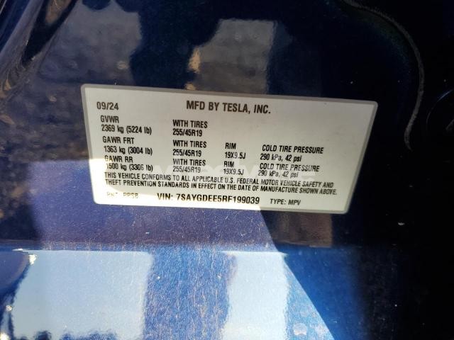 Photo 2 of 2024 TESLA MODEL Y (VIN 7SAYGDEE5RF199039)