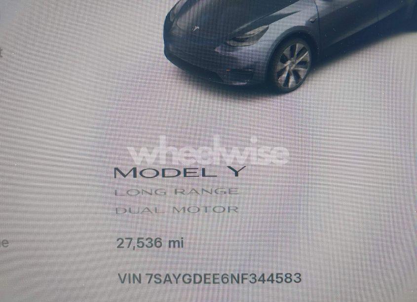 Photo 7 of 2022 Tesla Model Y LONG RANGE DUAL MOTOR ALL-WHEEL DRIVE (VIN 7SAYGDEE6NF344583)