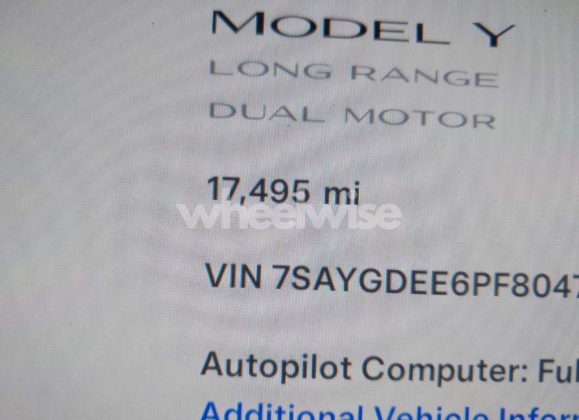 Photo 15 of 2023 Tesla Model Y AWD/LONG RANGE DUAL MOTOR ALL-WHEEL DRIVE (VIN 7SAYGDEE6PF804764)