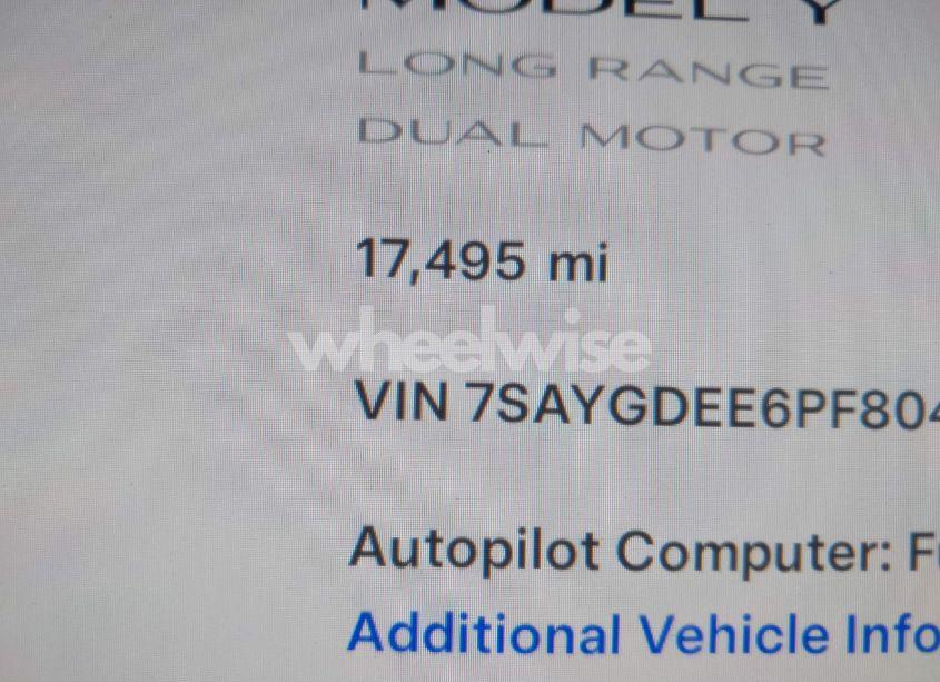 Photo 7 of 2023 Tesla Model Y AWD/LONG RANGE DUAL MOTOR ALL-WHEEL DRIVE (VIN 7SAYGDEE6PF804764)