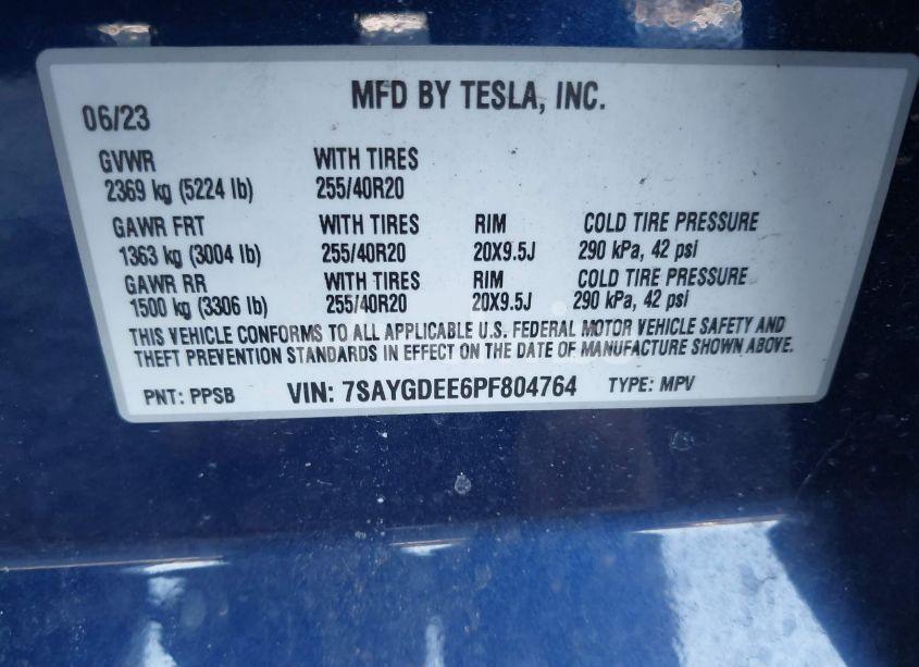 Photo 9 of 2023 Tesla Model Y AWD/LONG RANGE DUAL MOTOR ALL-WHEEL DRIVE (VIN 7SAYGDEE6PF804764)