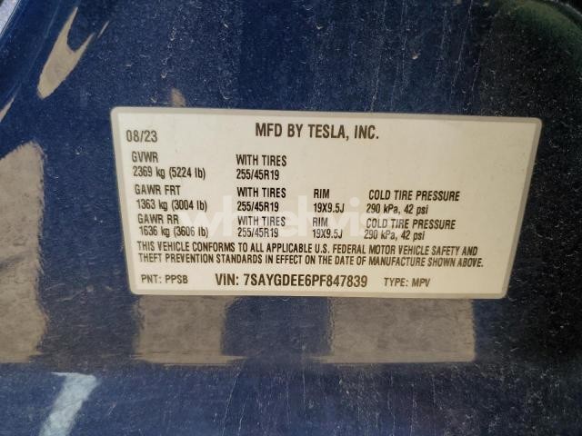 Photo 2 of 2023 TESLA MODEL Y (VIN 7SAYGDEE6PF847839)
