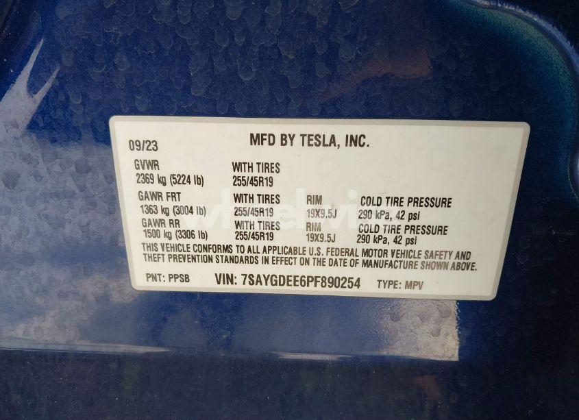 Photo 9 of 2023 Tesla Model Y AWD/LONG RANGE DUAL MOTOR ALL-WHEEL DRIVE (VIN 7SAYGDEE6PF890254)